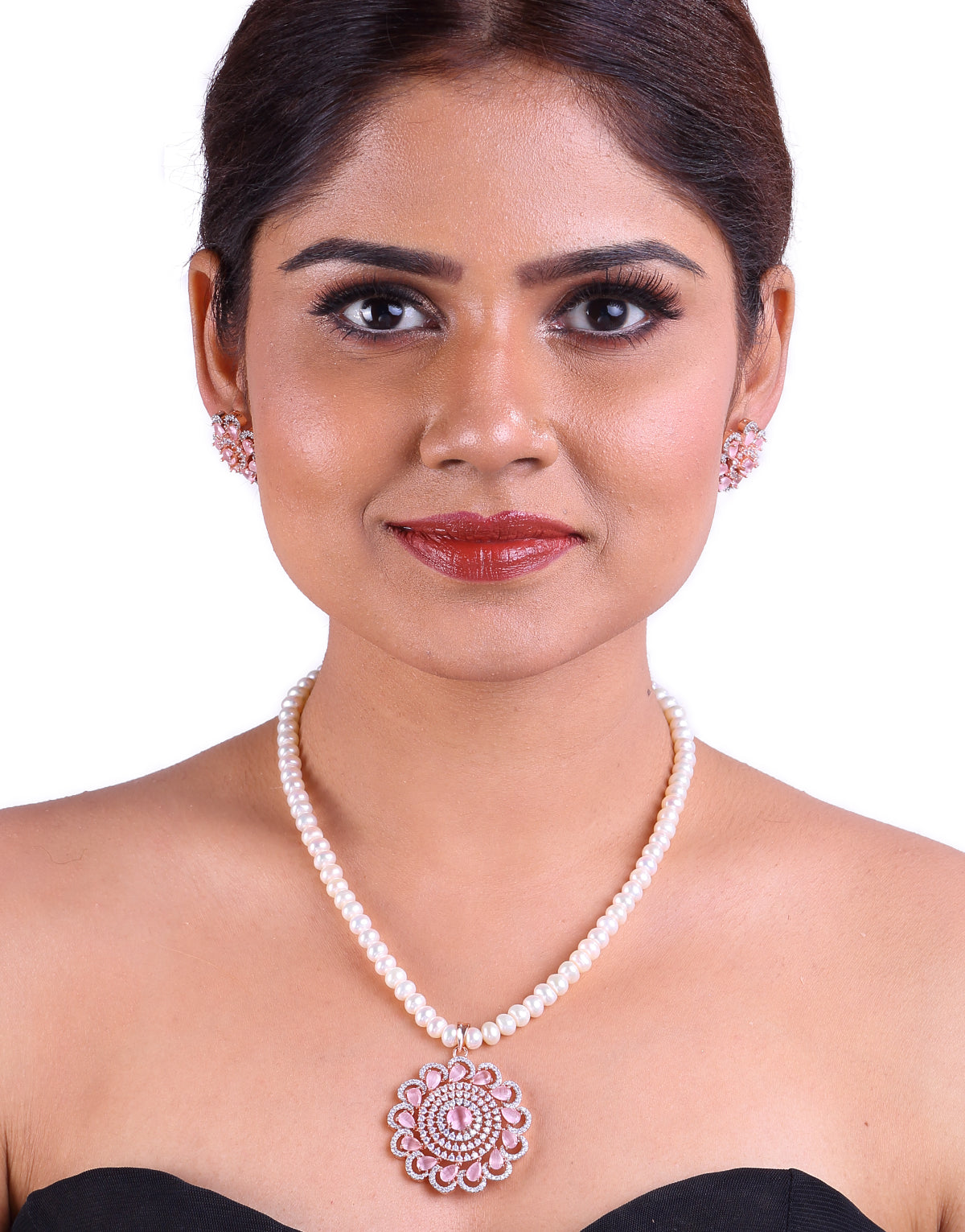 Sophisticated and Ideal Freshwater Pearl Set with Cz Semi Precious Stone