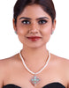 Glimmering Beaded Round Freshwater Pearl Set with Cz Semi Precious Stone