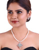 Glimmering Beaded Round Freshwater Pearl Set with Cz Semi Precious Stone