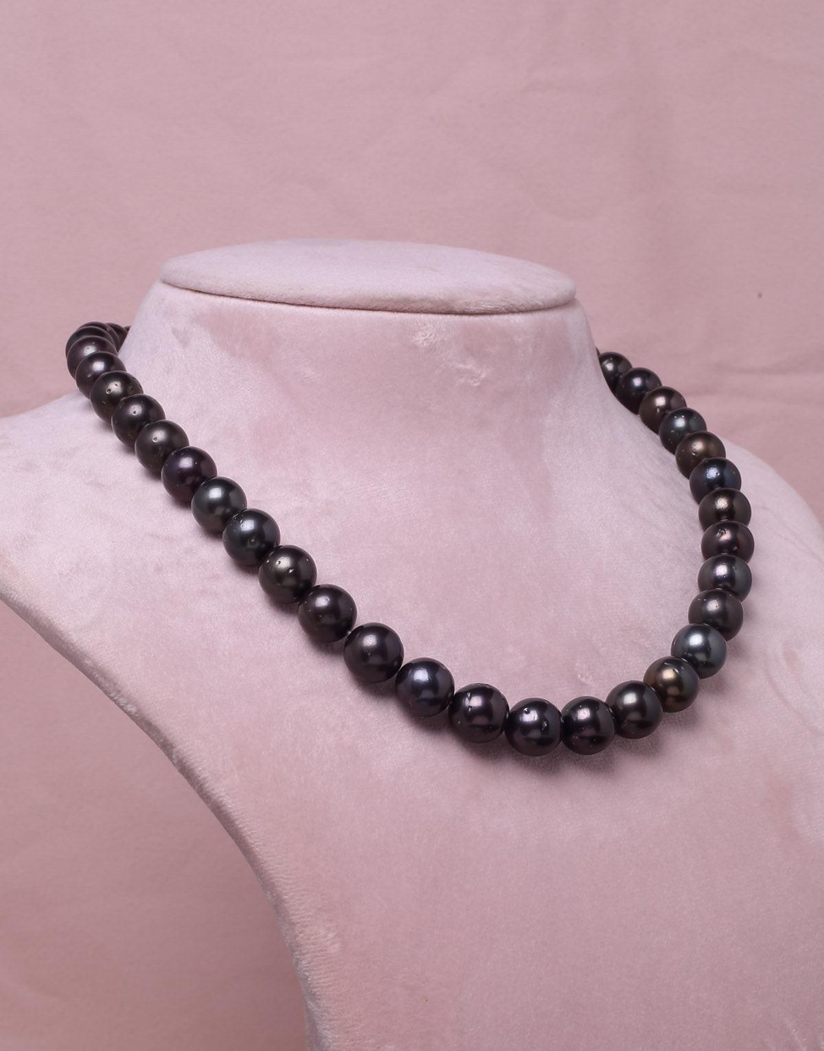 Tahitian Pearls Natural Pearl Necklace Cost Round Natural-Color