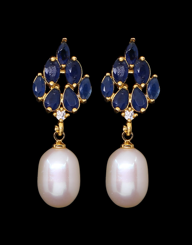 Freshwater Pearl With Cubic Zircon & Semi Precious Stone Fancy Stud Earrings