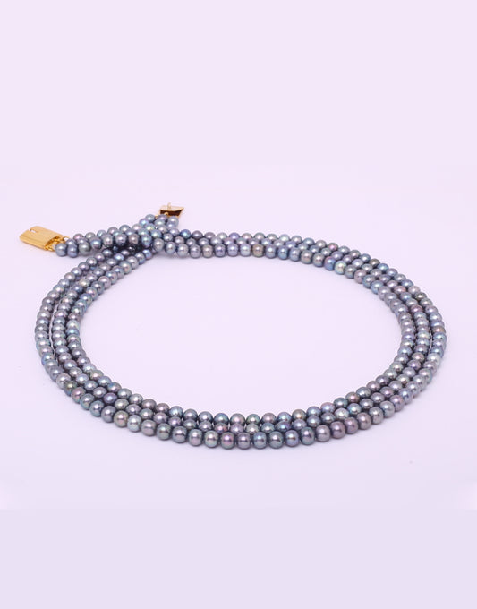 Round Greyish Black Freshwater Pearl Necklace